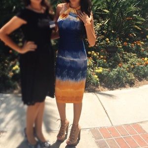 Blue & orange H&M midi dress